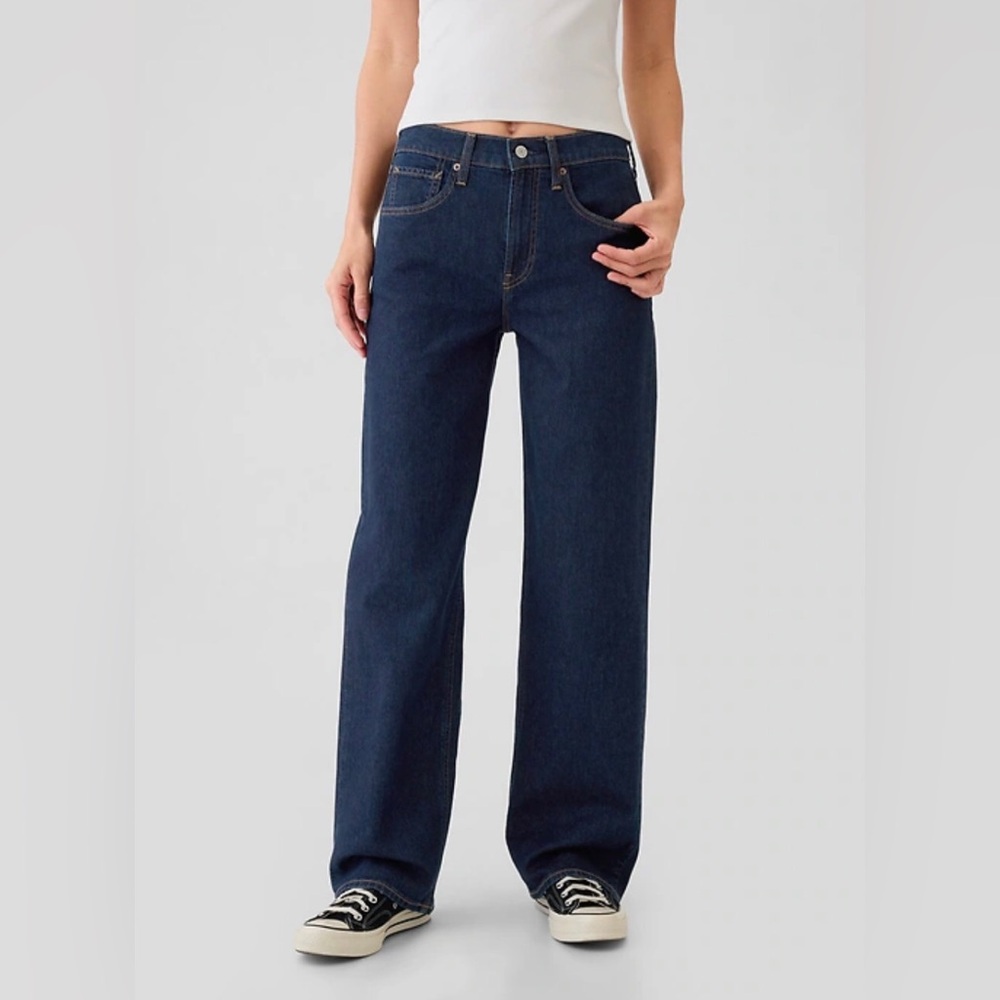 Gap Essentials Straight Dark Wash Jeans Women’s 6 Stretch Mid Rise